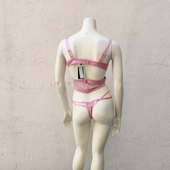 Frederick's of Hollywood Makayla Pink Patent Leather Teddy - Picture 2 of 8